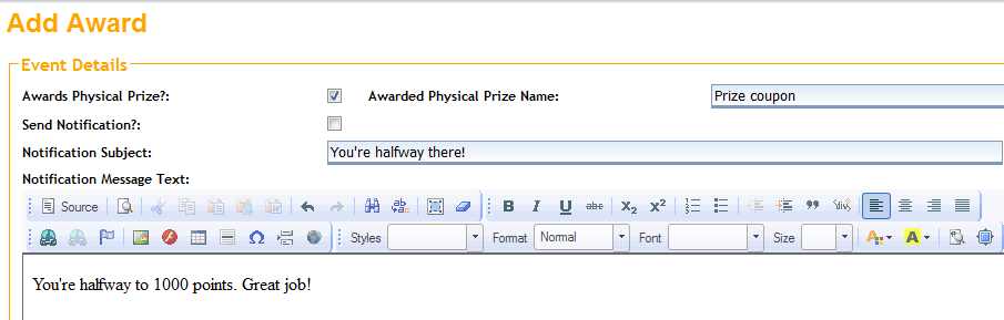 Badge Awards Notification